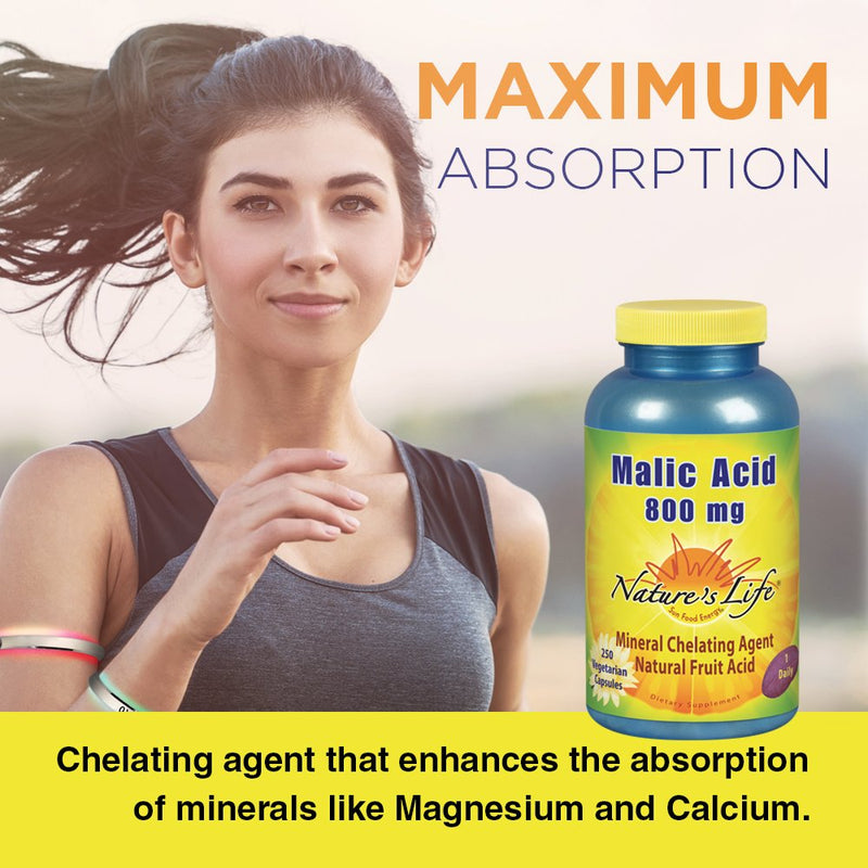 [Australia] - Nature's Life Malic Acid 800 mg | Chelating Agent May Help Support Energy & Muscle Comfort | No Gluten, Non-GMO | 250 Count 250 Count (Pack of 1) 