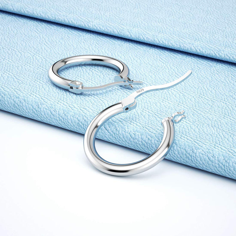 [Australia] - JIAYIQI Sterling Silver Hoop Earrings 18K White Gold Plated Silver Circle Endless Earrings Hoops Jewelry Lightweight Hoop Earring for Women Diameter 14,16,18,20,25,30,40,50,60mm A-Silver-14mm(0.55 inch) 