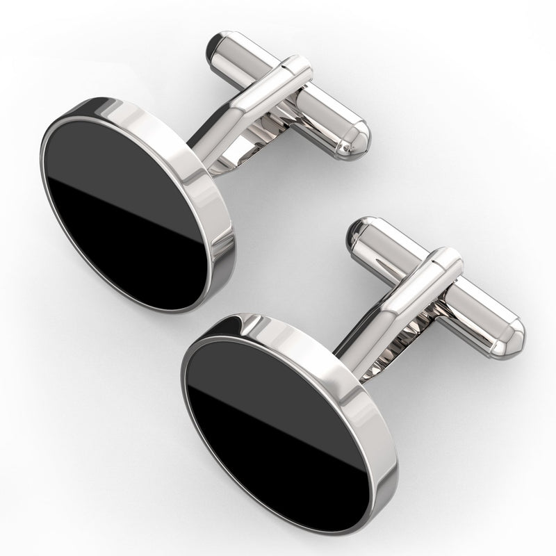 [Australia] - UHIBROS Jewelry Stainless Steel Classic Tuxedo Shirt Cufflinks for Men Unique Business Wedding White Black 