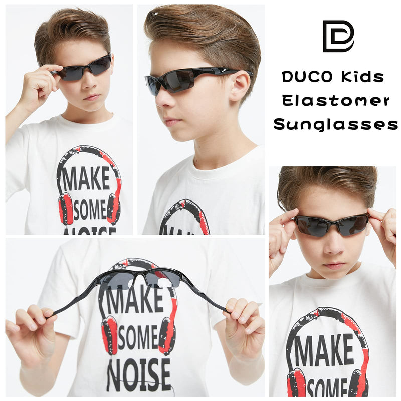 [Australia] - Duco Kids Sunglasses Boys Sports Sunglasses Youth Polarized Baseball Sunglasses For Boys And Girls Age 3-10 K014 Black Frame Black Temple 