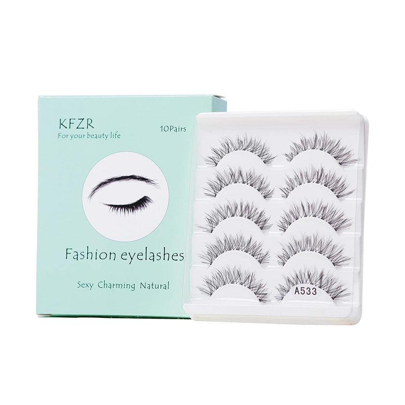 [Australia] - 10 Pairs False Lashes Eyelashes Natural Look Handmade Crisscross 3D Reusable Black 10Pairs A533 