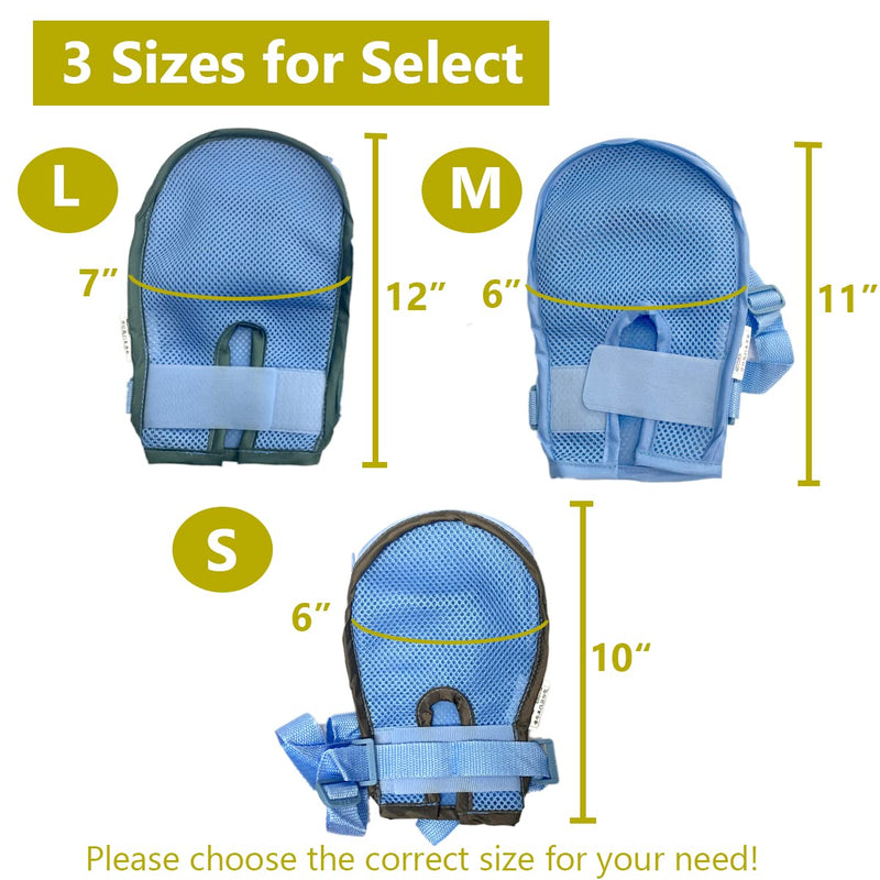 [Australia] - Hands Finger Control Mitt Padded, Dementia Safety Restraint Protector, Harm Fixed Middle Finger Separator for Elderly Patients, 1 Pair (L) L 