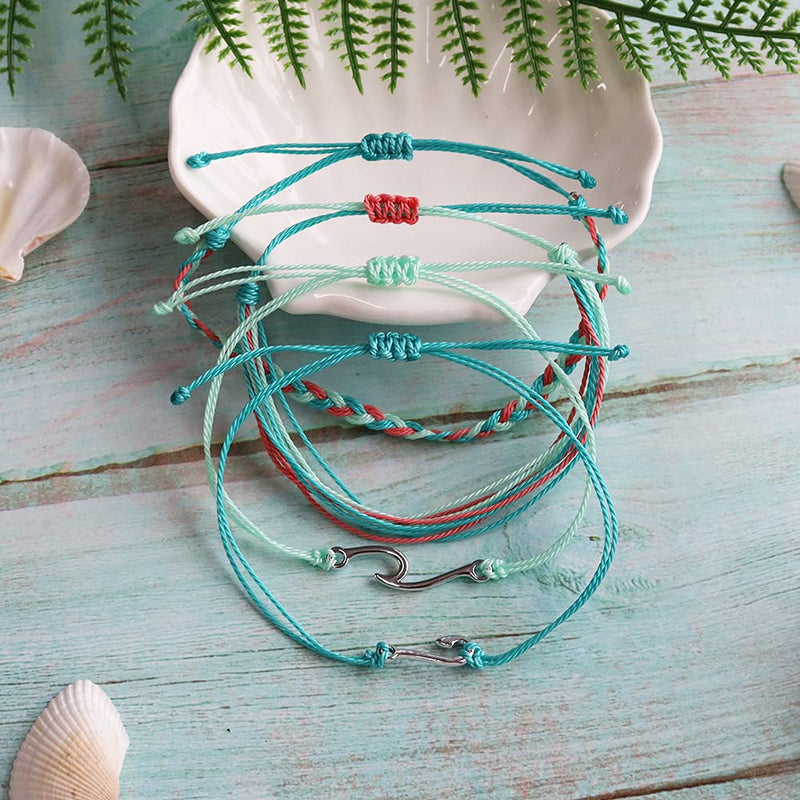 [Australia] - Wave Waterproof Anklets Bracelets for Women Teens Girls Kids Vsco Bracelets Anklet Handmade Strand Braided Sunflower Anklets 11pcs Wave Anklet Bracelet 