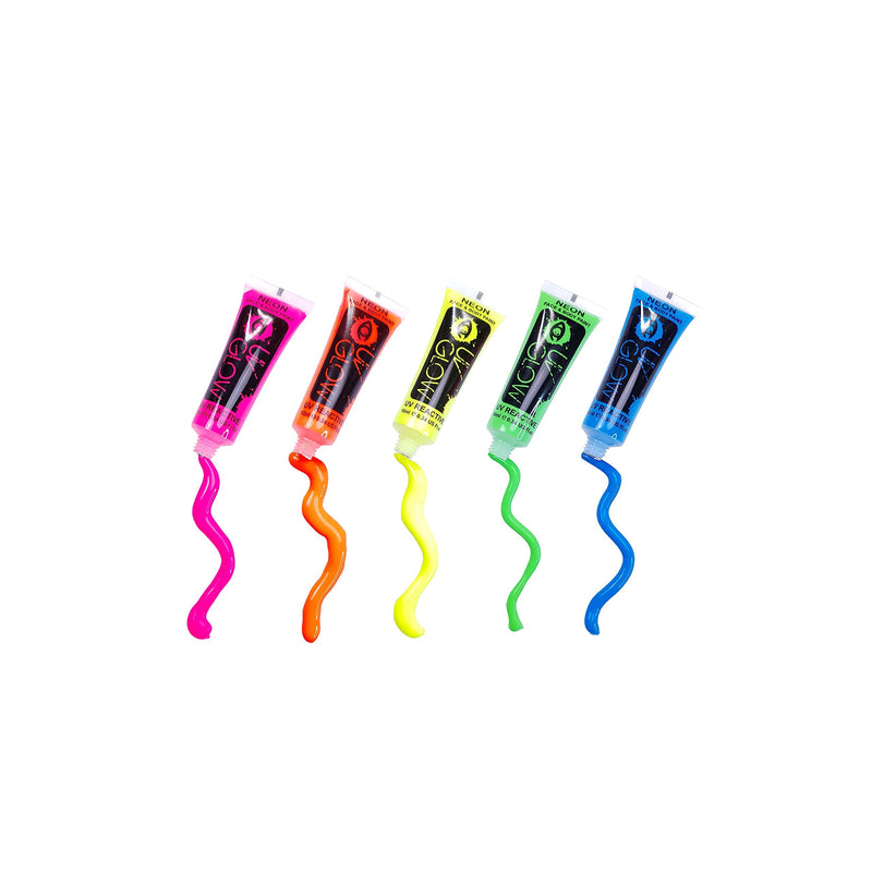 [Australia] - UV Glow Blacklight Neon Face and Body Paint - 0.34oz Set of 5 tubes - Fluorescent 