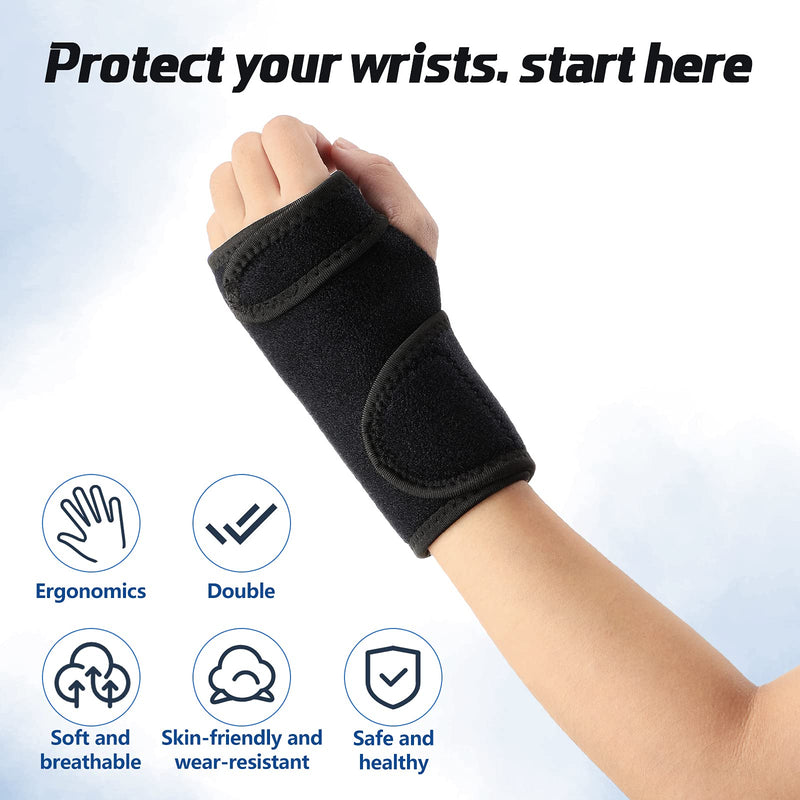[Australia] - 2 Pieces Carpal Tunnel Wrist Braces for Night Wrist Sleep Support Brace Wrist Splint Stabilizer and Hand Brace Cushioned to Help With Carpal Tunnel and Wrist Pain Relief (Black,Classic Style) Classic Style Black 