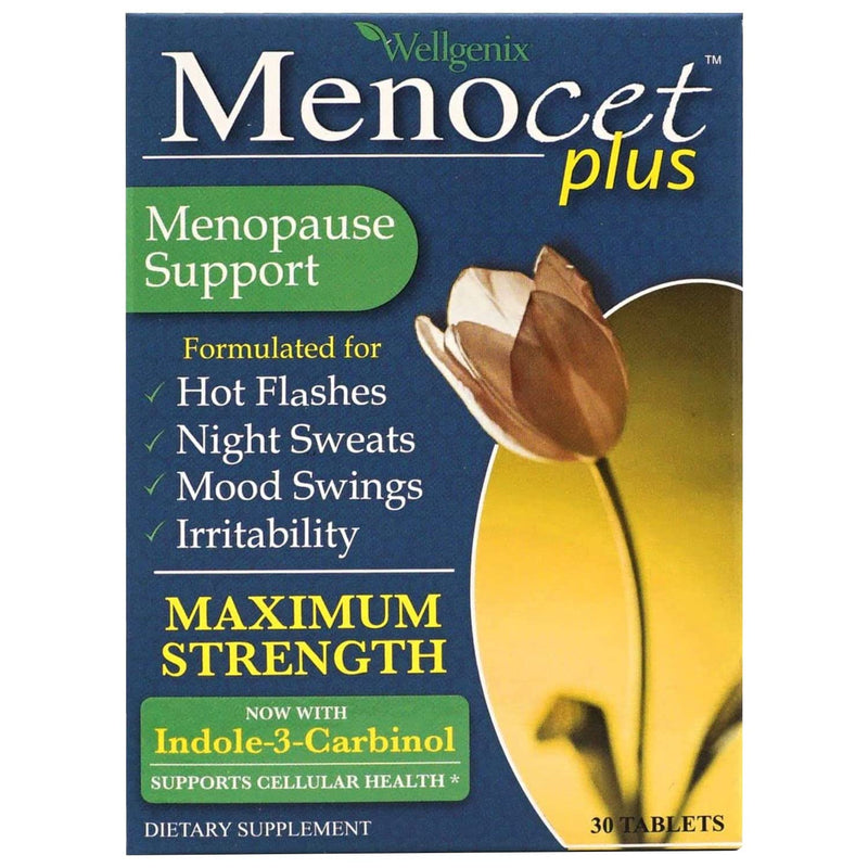 [Australia] - Wellgenix Menocet Plus Menopause Support Supplement (30 Capsules) - Natural, Herbal Women's Daily Relief Multivitamin Tablets - Helps with Hot Flashes, Night Sweats, Mood Swings & Irritability 30 Count (Pack of 1) 
