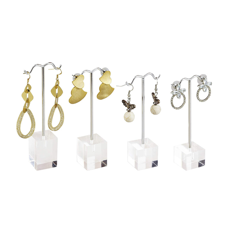 [Australia] - MOOCA 4 Pcs Set Acrylic Earring Display Stand Acrylic Earrings Holder, Countertop Earrings Display, T Stand Showcase Jewelry Display, Acrylic Jewelry Earrings Stand 