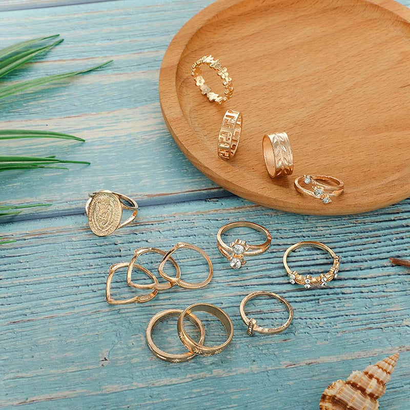 [Australia] - Bufenia Boho Gold Rings Set for Women and Teen Girls Snake Joint Knuckle Rings Set Carved Finger Rings (Gold E) Gold E 