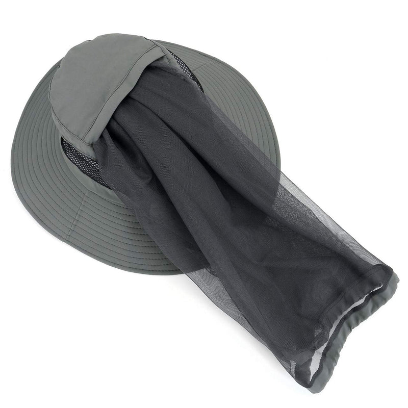 [Australia] - 2 Pack Mosquito Head Net Hat Hats with Removable Veil Net Mesh Hiking Fishing Gardening Protect from Bee Mosquito for Women Men, Beige M-XL Dark Gray 