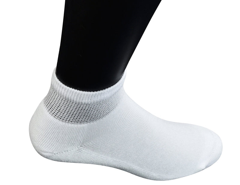 [Australia] - Yomandamor Men's 5 Pairs Bamboo Low Cut Diabetic Socks with Cushion Sole and Seamless Toe 10-13 5 Pairs Solidwhite 