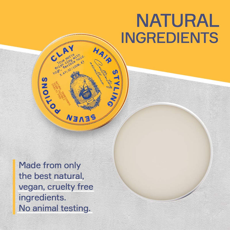 [Australia] - Seven Potions Men's Hair Styling Clay ‚Äî Natural, Water-Based, Matte Finish, High Hold Hair Styling Product ‚Äî 100% Vegan, Cruelty Free (100ml) 