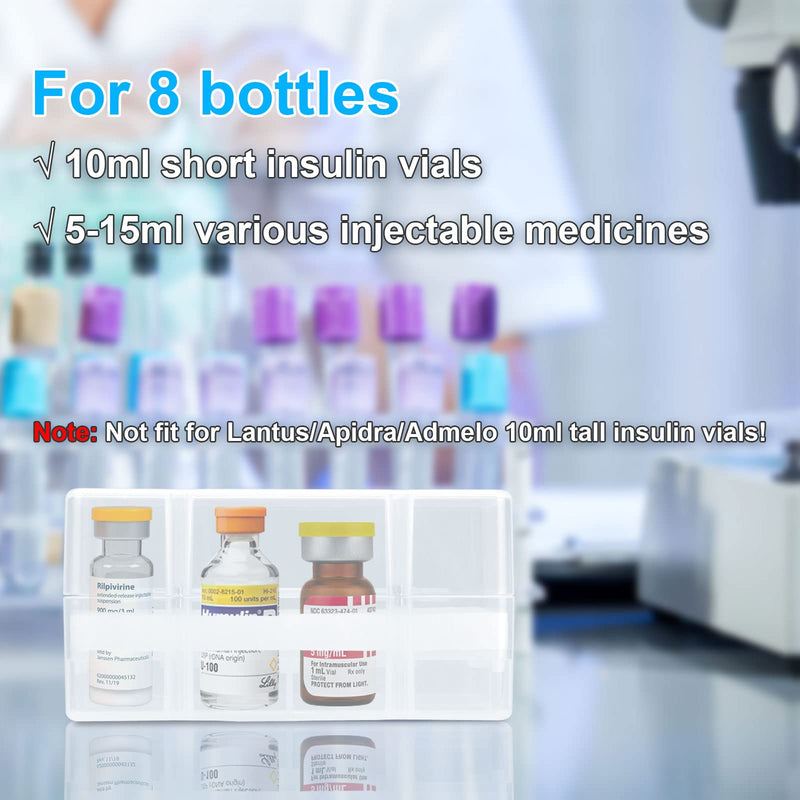 [Australia] - 8-Holes Insulin Vial Storage Box for Diabetics, Vial Holder Organizer Case Fits Various 10ml-15ml Injectable Medicines Vials - White 