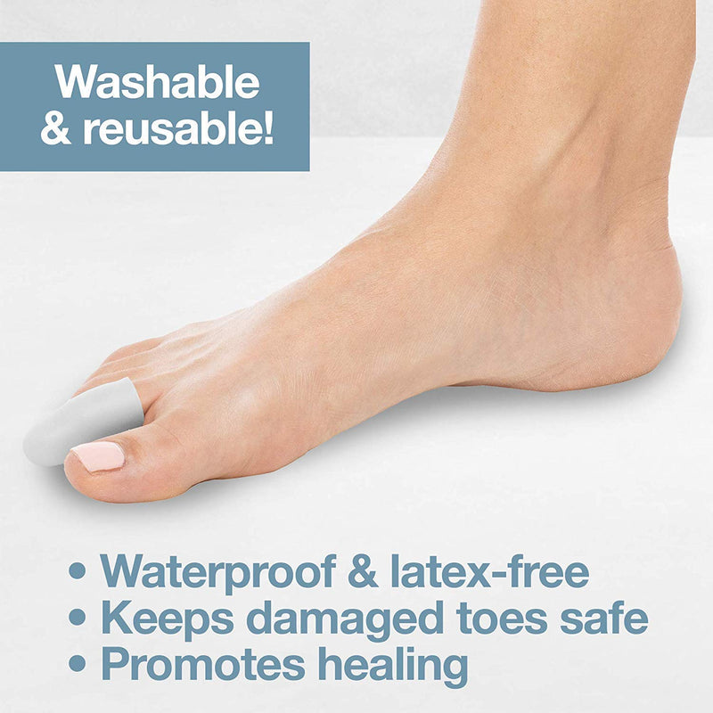 [Australia] - ZenToes 6 Pack Gel Toe Cap and Protector - Cushions and Protects to Provide Relief from Missing or Ingrown Toenails, Corns, Blisters, Hammer Toes (Small, White) Small 