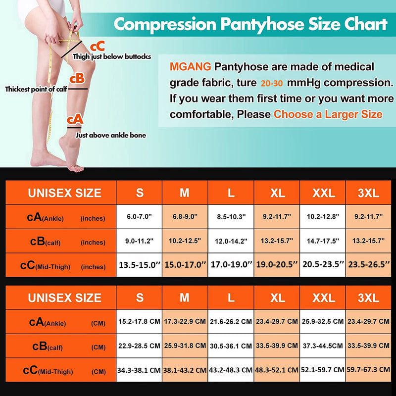 [Australia] - MGANG® Compression Pantyhose, Open Toe, Waist High Compression Stockings Opaque, 20-30 mmHg Medical Pantyhose, Firm Support Hose for Women & Men, Edema, Varicose Veins, Swelling, Nursing, Beige Medium 20-30mmhg Beige Open-toe 