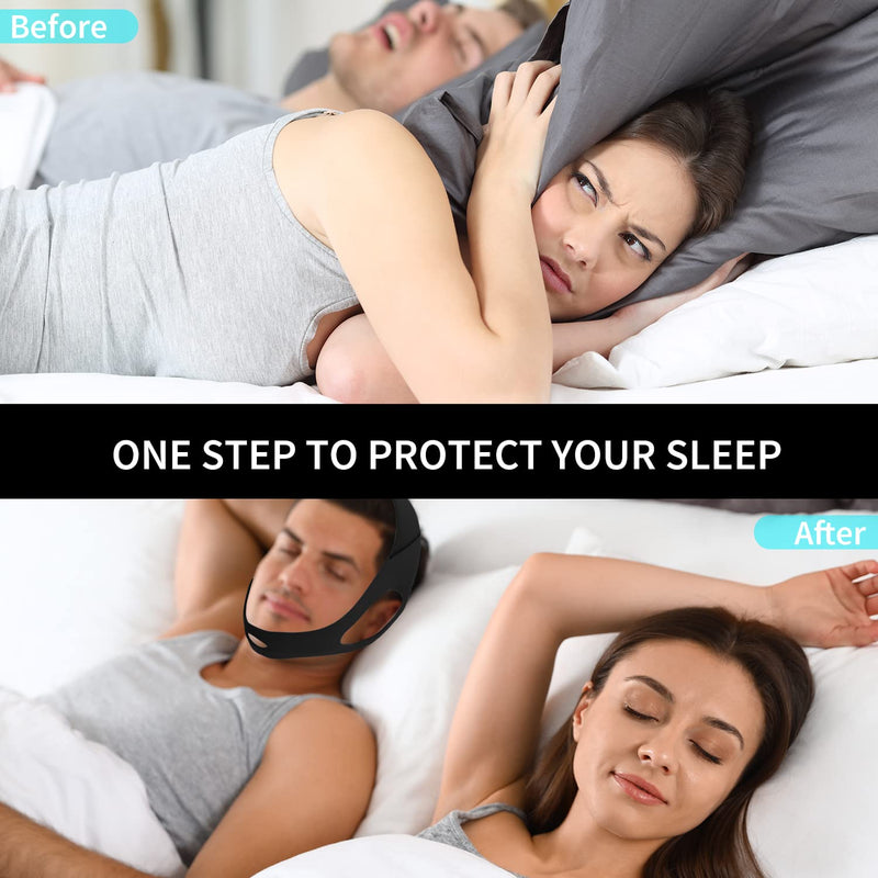 [Australia] - Anti Snoring Chin Strap, 2023 Upgraded Adjustable Stop Snore Chin Strap, Professional Effective Anti Dry Mouth Chin Strap Stop Noise for Men Women Breathing Chin Strap Relief Sleep Aid Devices (Black) Black 