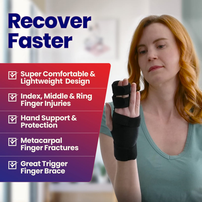 [Australia] - Trigger Finger Splint Finger Brace – Supports Two or Three Fingers. Help Broken Fingers Hand Contractures, Arthritis, Tendonitis, Mallet Fingers or Hand Splint for Metacarpal Fractures (Right - L/XL) Large/X-Large (Pack of 1) Right 