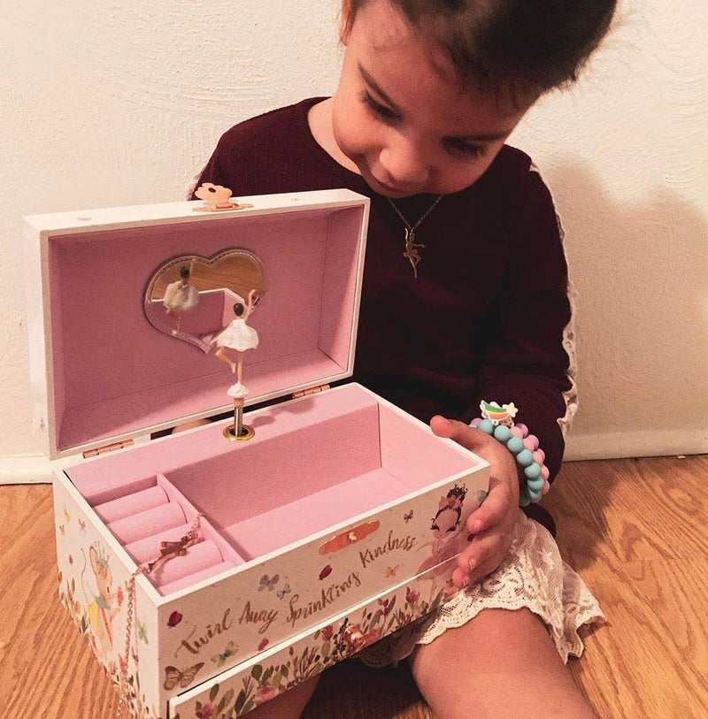 [Australia] - The Memory Building Company Musical Ballerina Jewelry Box for Girls & Little Girls Jewelry Set - 3 Dancer Gifts for Girls… White 