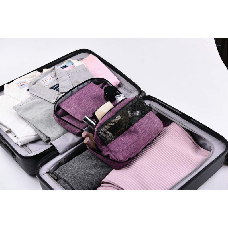 [Australia] - KSAS Hanging travel wash Bags for men and women, Beauty Toiletry bags for Makeup and Toiletries, large Foldable Shower Cosmetic Bag Bathroom and Shower Organizer Kit Travel Accessories,Purple Purple 