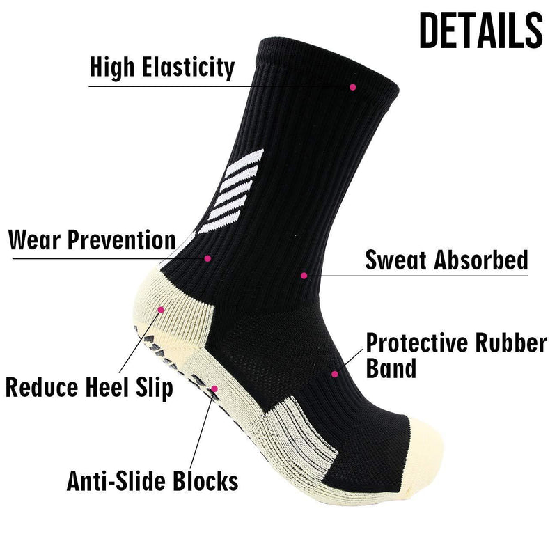 [Australia] - Dee Plus Anti Slip Football Socks Non Slip Sports Socks Rubber Pads Basketball Socks/Yoga Socks Womens & Mens Soccer Hiking Running Cycling (White Orange Black Red Yellow Blue Green Blue) 