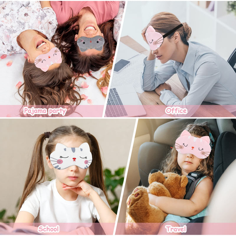 [Australia] - Lusofie 3Pcs Kids Sleep Mask Soft Sleeping Mask with Adjustable Strap Cartoon Cat Sleep Mask for Kids Blindfold Eye Covers Eye Mask for Sleeping Travel Adult White, Pink, Grey( Cat) 