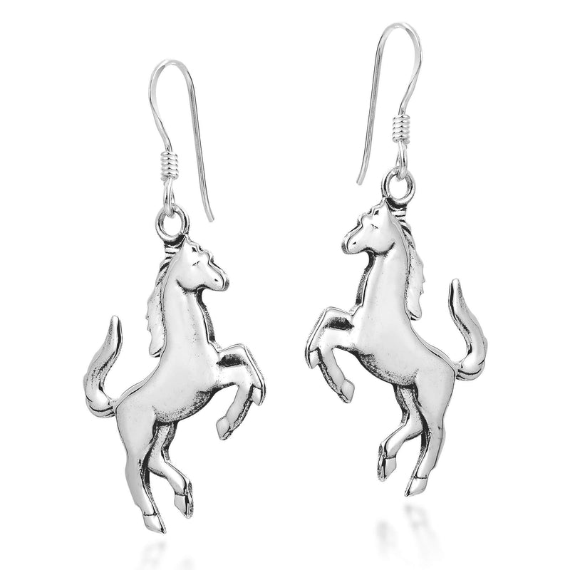 [Australia] - Prancing Equine Horse .925 Sterling Silver Dangle Earrings 