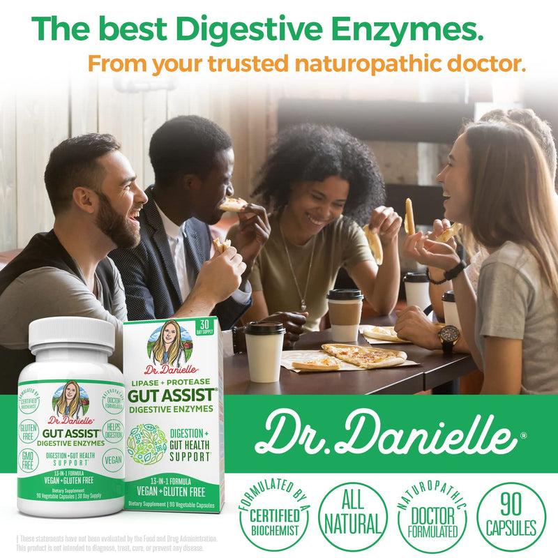 [Australia] - Gut Assist Digestive Enzymes Supplement to Aid in Breaking Down Proteins, Fats, and Carbohydrates for Digestion, Vegetarian Formula for Better Digestion & Lactose Absorption with Amylase & Protease 