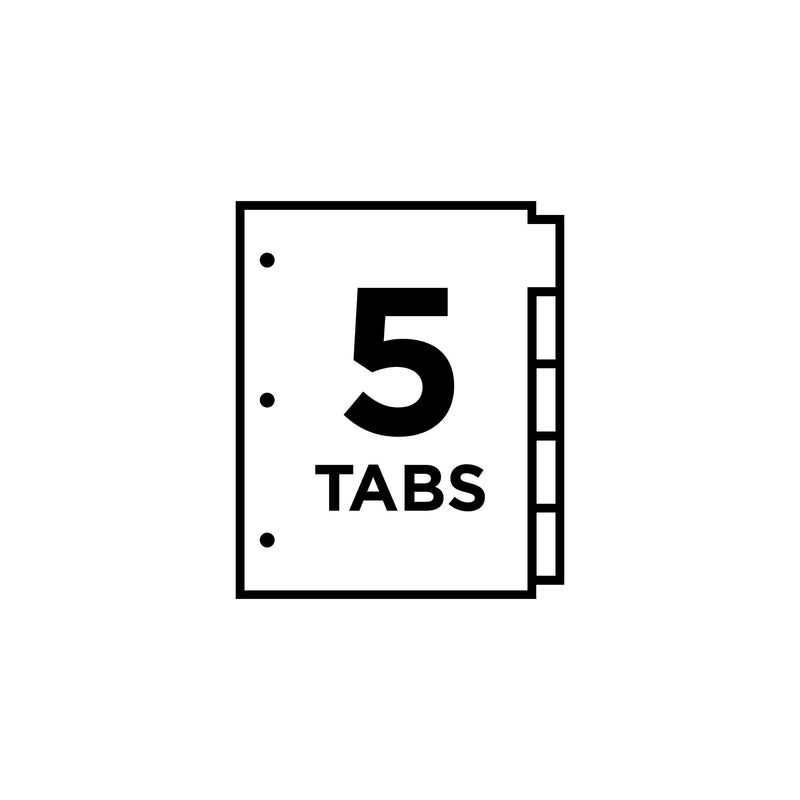 [Australia] - Avery Big Tab Insertable Pocket Plastic Dividers for 3 Ring Binders, 5-Tab Set, Multicolor, 1 Set (11902) 5 Tabs 