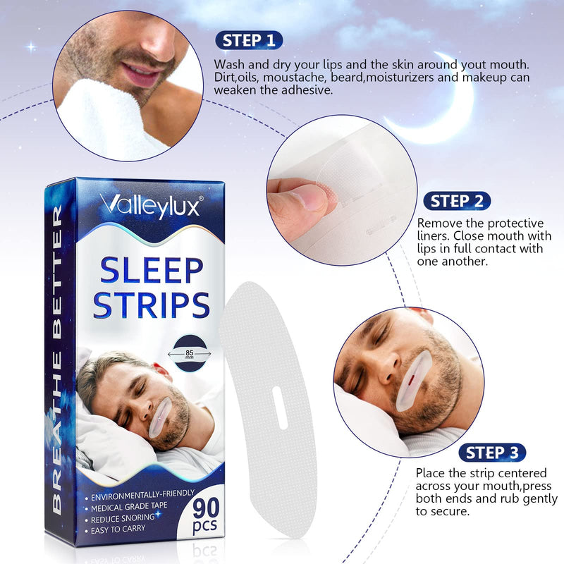 [Australia] - 90 Pcs Mouth Tape for Snoring-[L-86mm],Mouth Tape Sleeping Improves Bad Sleeping Habits-Snoring,Drooling. Mouth Tape for Sleeping -Promote Better Nighttime Sleeping &Instant Snoring Relief 