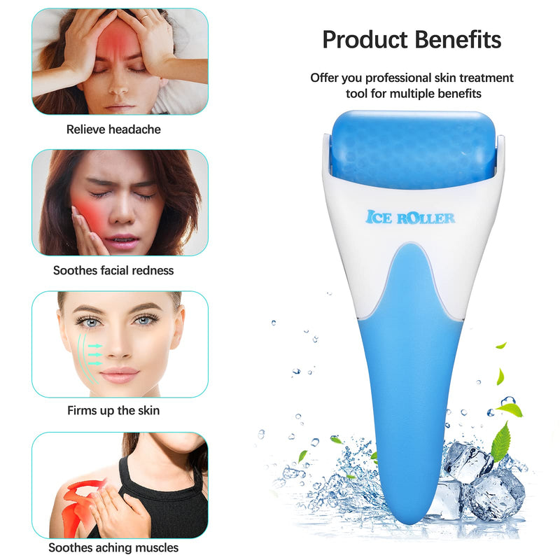 [Australia] - Ice Roller, BearKig Ice Roller for Face, Upgrated Ice Face Roller, Cold Facial Ice Roller Massager for Eye Puffiness, Women's Gifts, Migraine, TMJ Pain Relief & Minor Injury, Skin Care Products (Blue) 