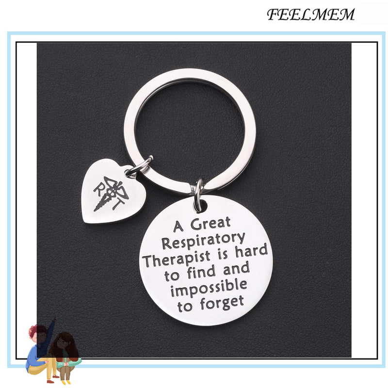 [Australia] - FEELMEM Respiratory Therapist Gift Radiology Tech Gift RT Keychain A Great Respiratory Therapist is Hard to Find Harder to Leave Impossible to Forget Radiology Technologist Gift silver 