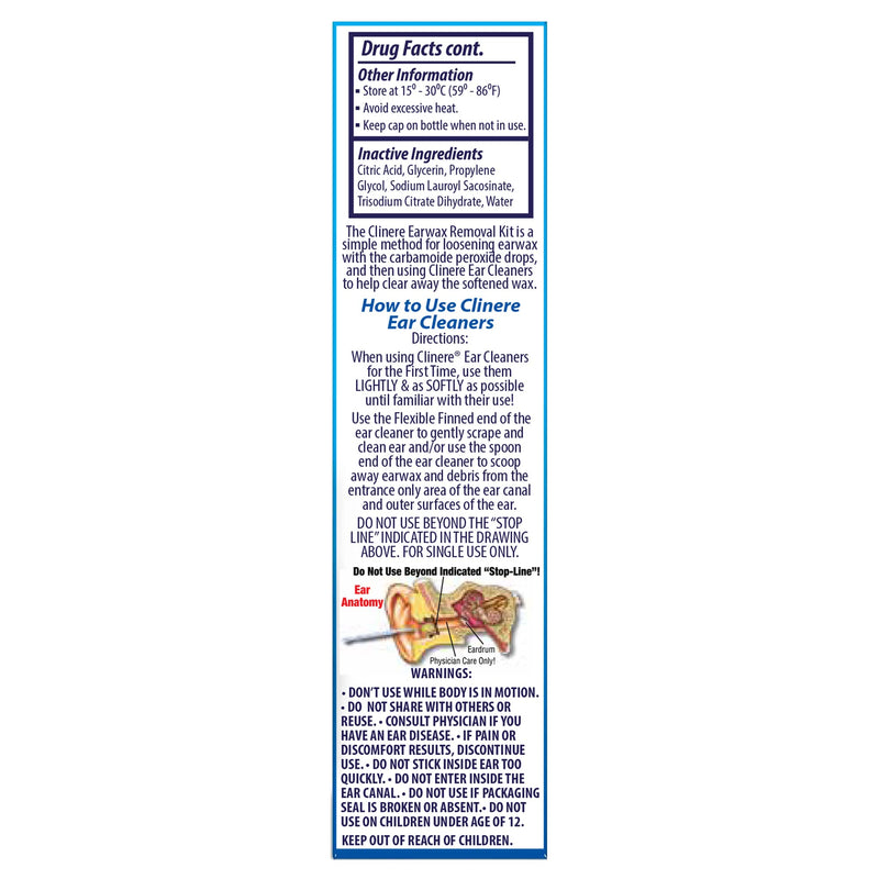 [Australia] - Clinere Earwax Removal Kit, Safely and Gently Clean Ear Wax, Itch Relief, Works Instantly .5oz Carbamide Peroxide, 4 Count 