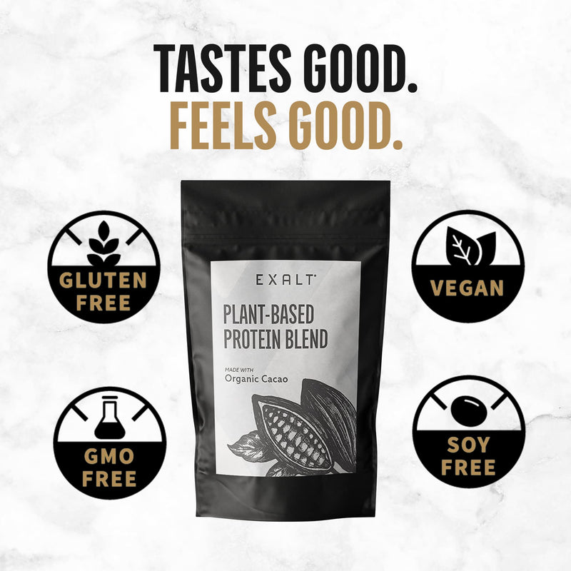 [Australia] - EXALT Vegan Protein Powder - 100% Plant-Based – Gluten Free - Keto Friendly - No Artificial Flavours or Additives (Cacao) Organic Cacao 