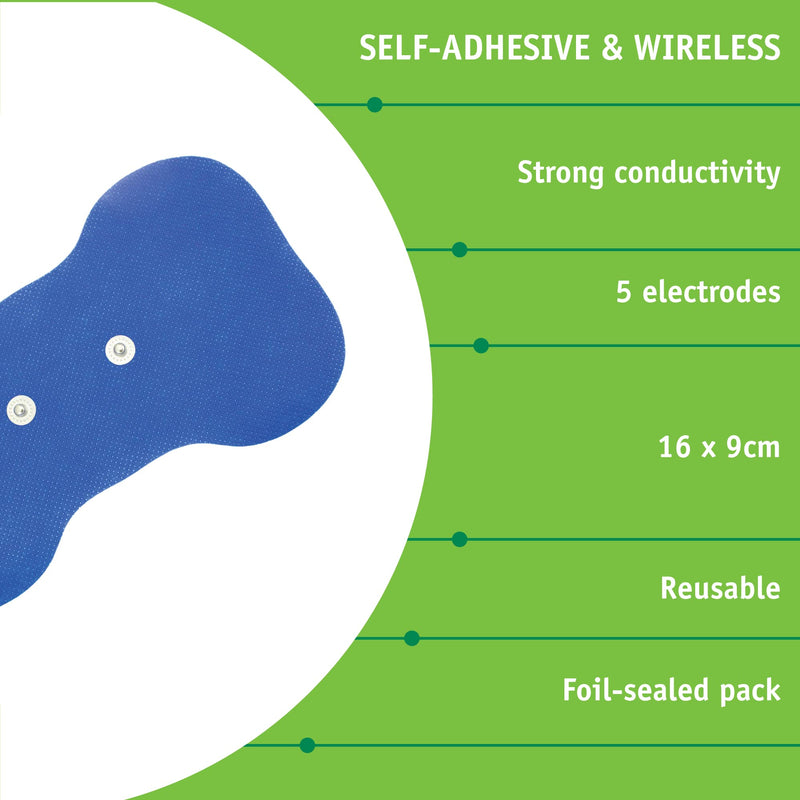 [Australia] - Med-Fit Wireless Butterfly Self-Adhesive Electrodes Pack of 5 16x9cm - Fits Med-Fit Wireless TENS & Painless TENS. Ideal For Treating Lower Back Pain 5 Pack 