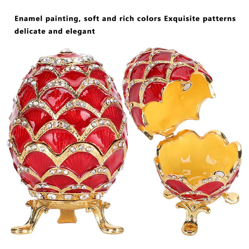 [Australia] - Fdit Enameled Eggs Jewelry Box Easter Egg Crafts Gilded Enamel Painted Metal Ring Trinket Storage Case Home Bedroom Desktop Decoration Ornaments 