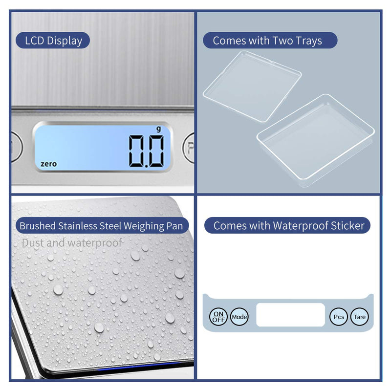 [Australia] - KUBEI Upgraded USB Charging Small Kitchen Scale, 3kg/0.1g Mini Food Electronic Scale, High Accuracy Cooking Scale, Pocket Scale with LCD Display 