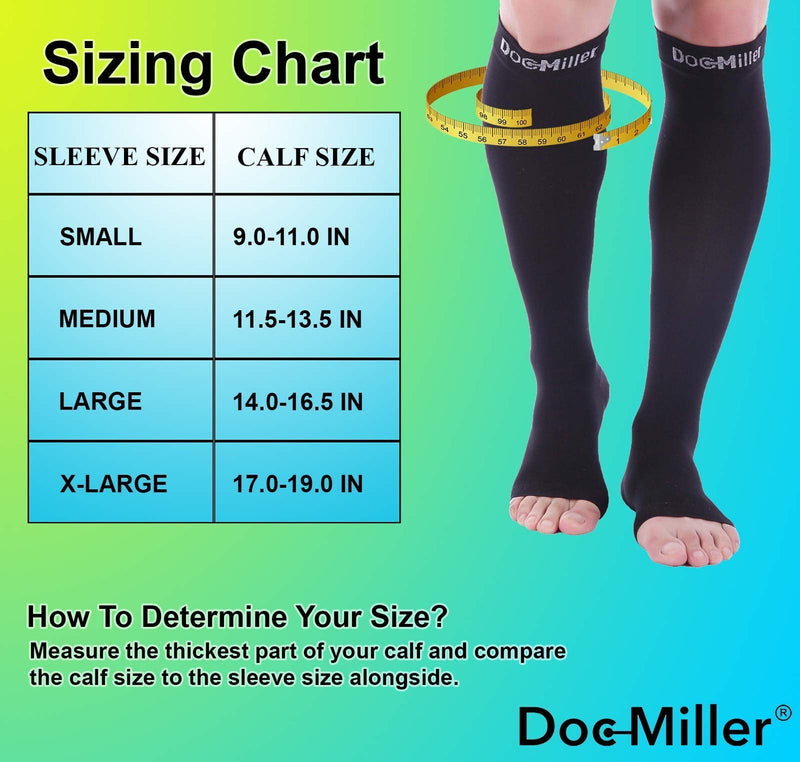 [Australia] - Doc Miller Open Toe Compression Socks for Women 8-15 mmHg Compression Socks for Men & Women Support Circulation, Shin Splints, Varicose Veins Recovery, 1 Pair of Knee High Socks Black 4X-Large 