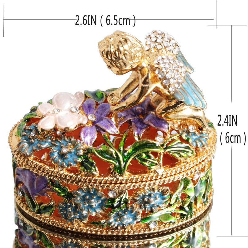 [Australia] - Waltz&F Angel flower box Hand-Painted Trinket Box Jewelrybox Figurine Collectible Ring Holder 