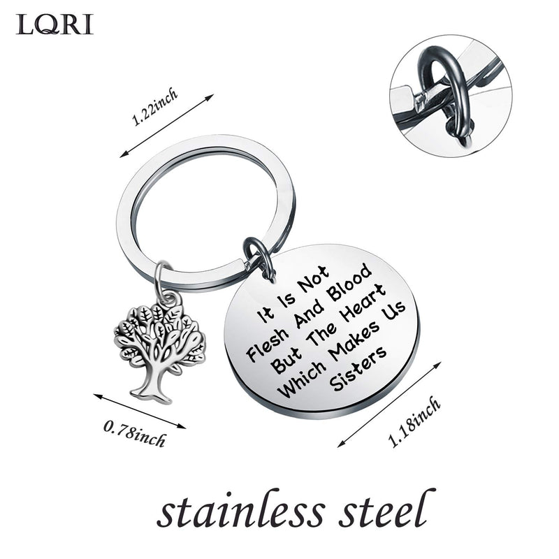 [Australia] - LQRI Unbiological Sister Gift BFF Gift to My Bonus Sister in Law Gift It's Not The Flesh and Blood But Heart Which Makes Us Sisters Keychain Sister Friendship Jewelry Stepsister Gift sliver 