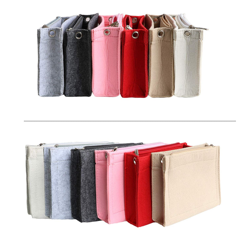 [Australia] - Joqixon Mini Felt Purse Organizer Insert Small Tote Bag organizer with Zipper Beige 