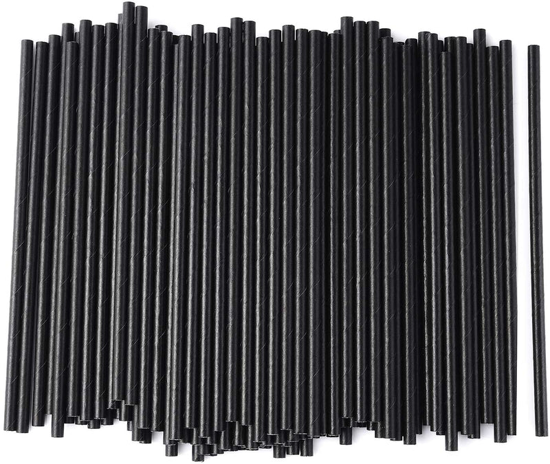 [Australia] - ShreeFit Paper Straws Pack of 200 Drinking Straw Biodegradable Eco-Friendly Highly Durable Food Safe Suitable for All Occasions (Black) 