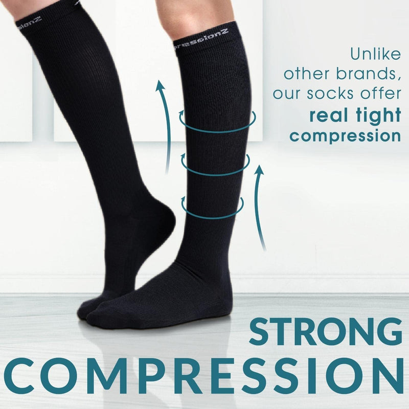 [Australia] - CompressionZ Compression Socks For Men & Women 30-40 mmHG Tight Stockings Black Large 