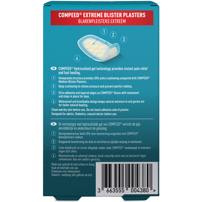 [Australia] - Compeed Extreme Blister Plasters, 6 Hydrocolloid Plasters, Foot Treatment, Heal Fast, 100% Plastic Free Carton Pack 6 Count (Pack of 1) Active 