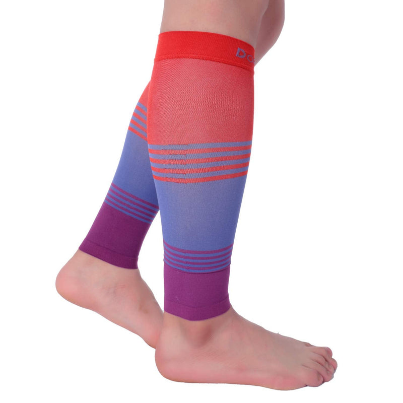 [Australia] - Doc Miller Calf Compression Sleeve Men and Women 20-30 mmHg, Shin Splint Compression Sleeve, Medical Grade Socks for Varicose Veins and Maternity 1 Pair Medium Red Blue Purple Calf Sleeve Red.Blue.Purple 