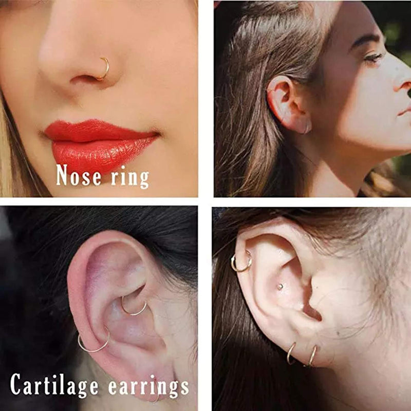 [Australia] - GAGABODY 2 Pcs Nose Rings 20G 18G 16G 14G 12G 10G 8G Surgical Steel Piercing Rings for Nose Septum Cartilage Helix Tragus Conch Rook Daith Lobe from 5mm to 16mm Seamless Hoop Unisex Hinged Earrings Black 16G-5/16"(8mm) 