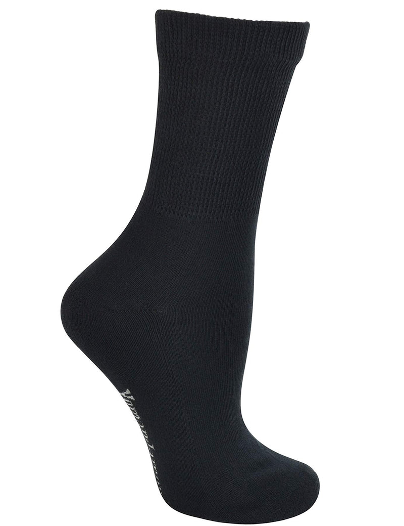 [Australia] - Yomandamor Women's 5 Pairs Non-Binding Cotton Crew Diabetic/Dress Socks with Seamless Toe and Cushion Sole 9-11 5 Pairs Black 