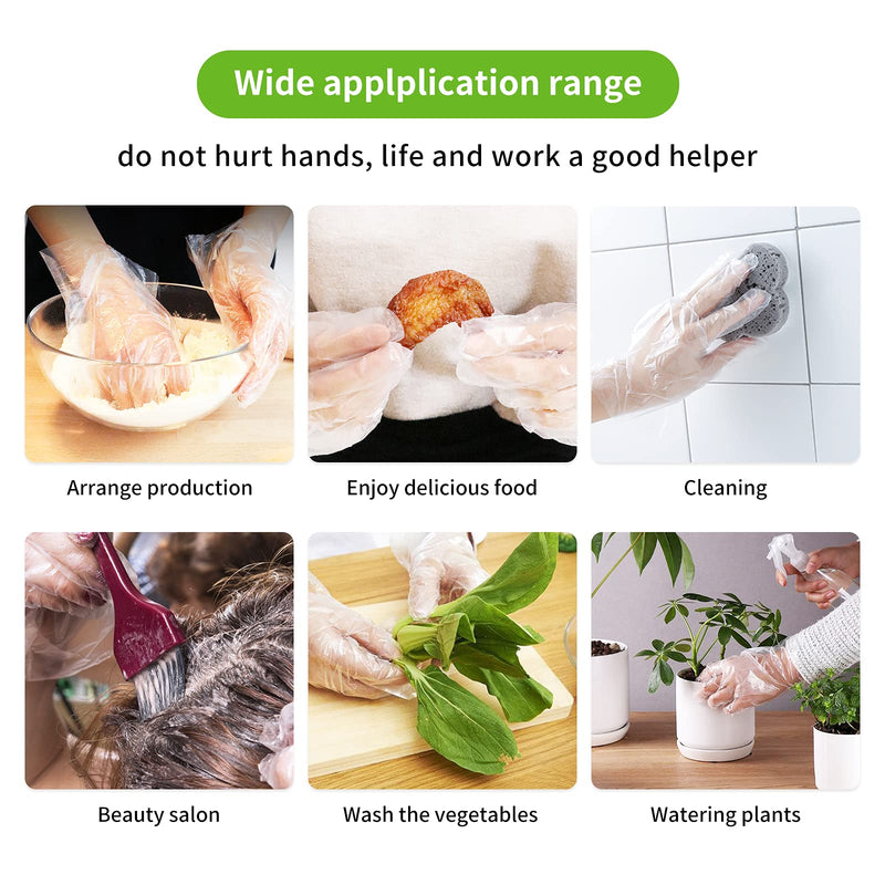 [Australia] - 200PCS Thick Large Disposable PE Gloves, Multi Purpose Plastic Hand Gloves, Cleaning Disposable Glove for Kitchen and Garden 