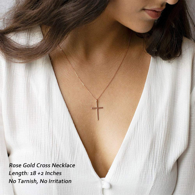 [Australia] - M MOOHAM Cross Necklace for Women, Dainty Gold Plated Cross Pendant Necklace Sideways Cross Choker Layered Cross Necklace for Women Girls "Cross Necklace Rose Gold" 