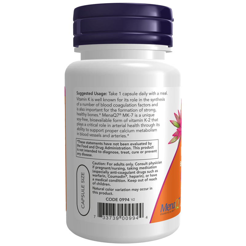 [Australia] - NOW Supplements, Vitamin K2 (MK-7) 300 mcg, Extra Strength, Supports Bone Health*, 60 Veg Capsules 