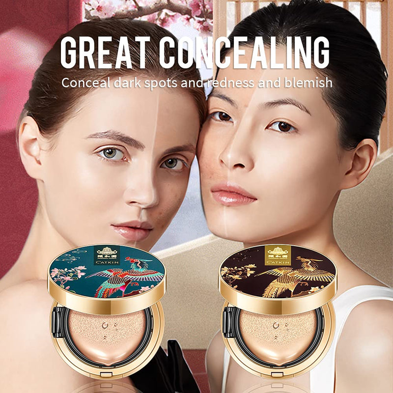 [Australia] - CATKIN BB Cream Air Cushion Foundation Natural Cover Concealer Foundation Full Coverage Moisturizing Concealer With Free Refill And Makeup Sponge Natural Medium 0.46 OunceÔºàC01Ôºâ C01 Natural(Medium) 