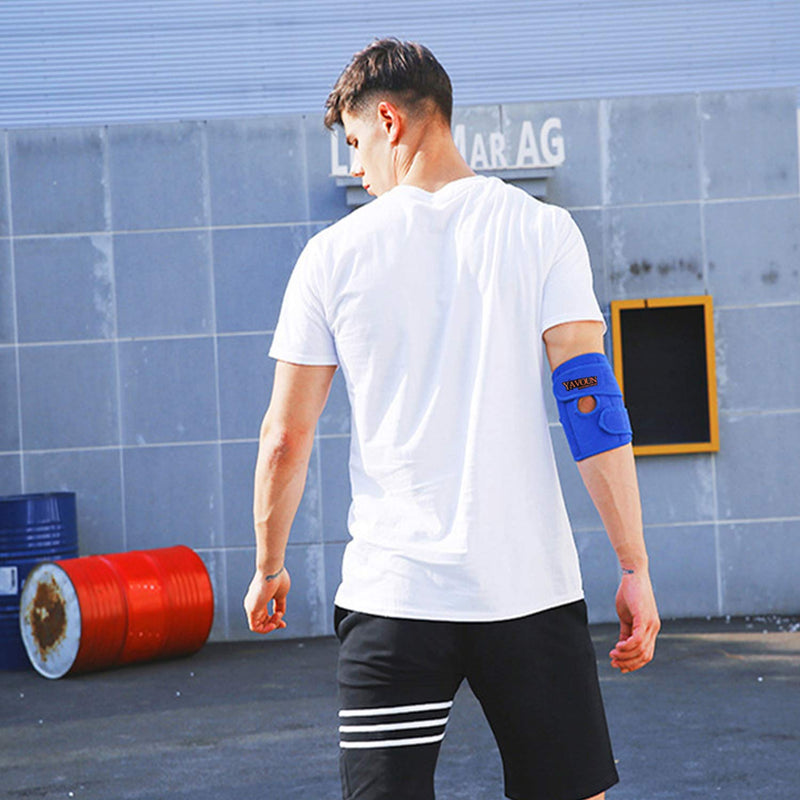 [Australia] - Elbow Support, Adjustable Tennis Elbow Support Brace, Great For Sprained Elbows, Tendonitis, Arthritis, Basketball, Baseball, Golfer's Elbow Provides Support & Ease Pains (Blue) Blue 
